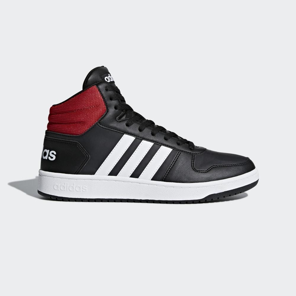 Adidasi Baschet Adidas Hoops 2.0 Mid Barbati Romania - Negrii/Albi/Rosii Inchis DB0079